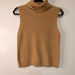 ANTONIO MELANI Sleeveless Turtleneck Sweater Vest in Camel